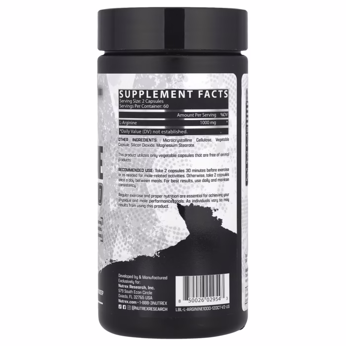 Nutrex L-Arginine 1000mg | Nitric Oxide Booster Pump Muscle Recovery Endurance - Image 2
