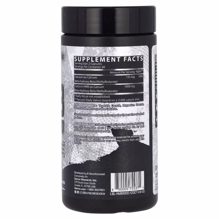 Nutrex HMB 1000 Lean Muscle Builder Pre-Workout Recovery Support 120 Capsules